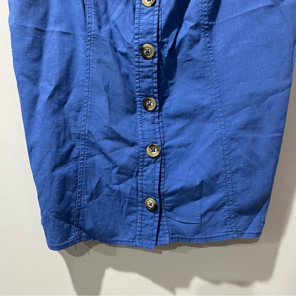Anthropologie Maeve Berea Button Down Top Tank Size 8 Blue Linen Rayon - Picture 5 of 11